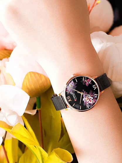 CURREN Original Brand Mesh Band Wrist Watch For Women With Brand (Box & Bag)-9060